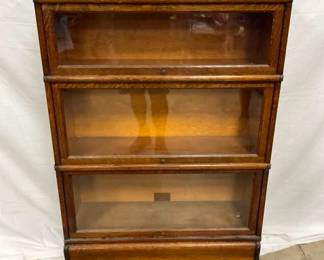 3 STACK OAK LAWYERS GLOBE BOOKCASE