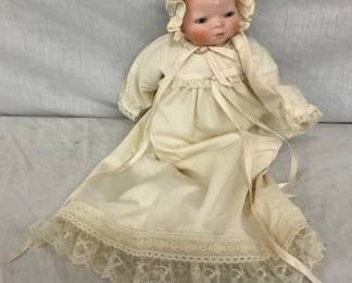 EARLY BABY DOLL W/PORC. HEAD 10X13