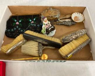 VINTAGE DRESSER PCS, MESH PURSE, ETC