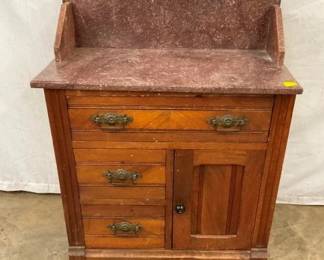 CHOC. MARBLE TOP COTTAGE WASHSTAND
