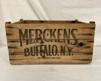 100LBS MERCKENS BUFFALO NY WOODEN BOX