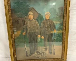 ERLY FRAMED HUNTING SCENE 19X23