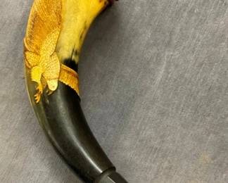 9 1/2" HANDCARVED EAGLE POWDER HORN