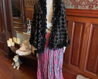 Wicker Dress form with orig Victorian Cape