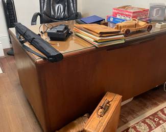 Leather Hartman briefcase case,  leather backpack, large vintage desk