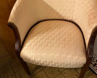 Vintage Silk Brocade Mahogany Frame Arm Chair