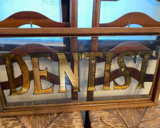 Antique Dentist Glass Sign