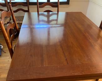 Vintage Cherry Wood Dining Table with Leaf Extension 