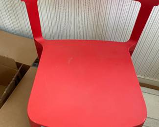 Calligaris Red Skin Side Chairs , Made in Italy. 