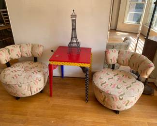 Mid Century Milo Baughman? Style Side Chairs. Fun  Whimsical Table
