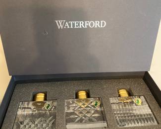 Waterford Cut Crystal Lismore Set of 3 Candlesticks with Stand/Box