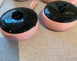 Mid Century Cronin Cameron Pink/Black French Casseroles