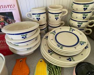 Hartstone Pottery, Blueberry Plates, Soup Mugs, Mugs, Bowls
