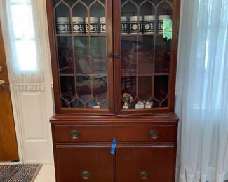 Nice smaller sized hutch, salt glaze mugs