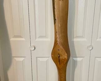 large propeller made into a clock. Brass accents