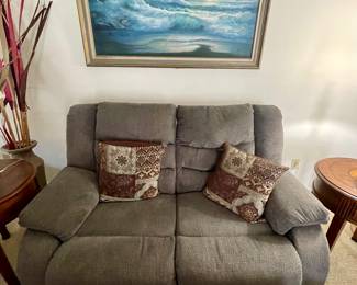 reclining loveseat, ocean painting