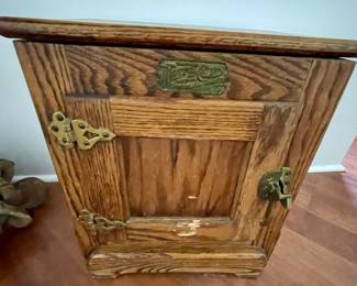 small oak ice box piece