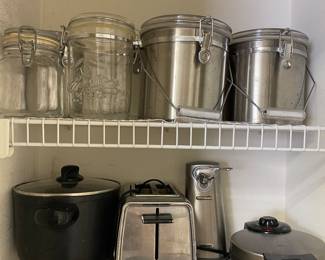 canister sets, Fry Daddy, toaster, electric can opener, waffle iron