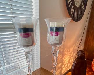 pair of crystal candle holders