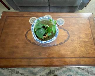 inlaid wood coffee table