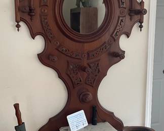 unique Victorian walnut hall tree