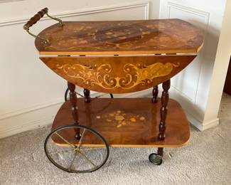 Italian Inlaid Wood Tea cart -