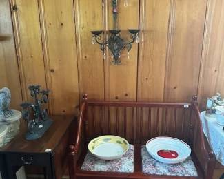 Loveseat/side table/vintage candle holder