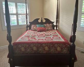 Antique Queen Poster Bed w/ mattress, box spring, quilt/pillows