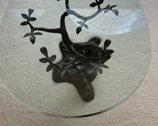 Glass Top Coffee on bronze base 