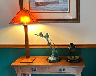 Stickley Side Table , Stickley Lamp 