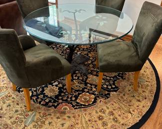 Fabulous Glass Top Table sitting on a bronze base , tree/limbs with birds , LeBarge 