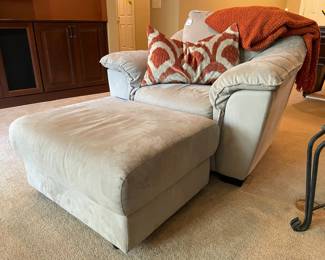 Natuzzi Italian Plush Chair with Ottoman