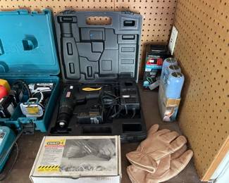 Craftsman 13.2v drill set, Makita 18v drill set, Hitachi circular saw
