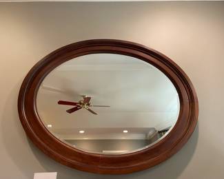 Wood oval mirror