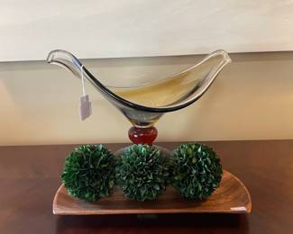 Murano Style Glass Pedestal Bowl