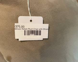 Natuzzi Italian Plush Chair with Ottoman