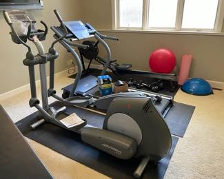 Concept 2 Rowing Machine, Life Fitness X9i Elliptical, Petsafe Stay Play Wireless Fence, Dumbbells, Yoga Ball
