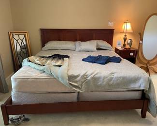 Oak Standing Mirror, Bombay Baxter Accent Mirror, Wood King Bed Frame & Headboard, Serta King Perfect Slepper Confidant Mattress