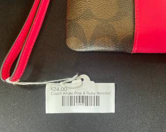  Coach Khaki Pink & Ruby Wristlet