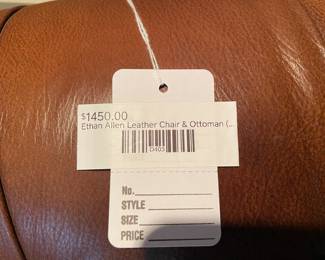 Ethan Allen Leather Chair & Ottoman (BL)