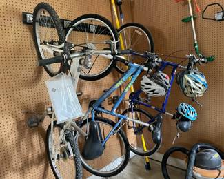 Columbia Trailhead Dirt Patrol bike, Diamondback Trail XC bike, Diamondback Comfort bike,  Ridgid shop vac
