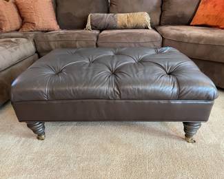 Ethan Allen Leather Ottoman