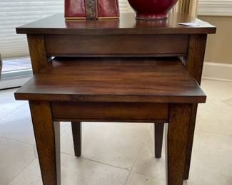 Ethan Allen Lark Nesting Tables, Burgundy Vase