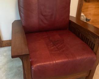 Mission Style Wood, Leather Chair