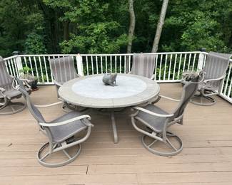 Large Round Patio Table with 6 Chairs