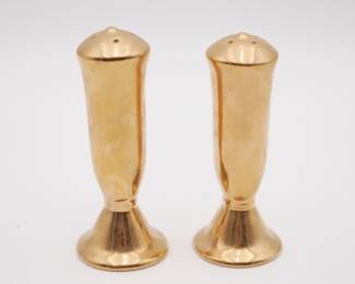 Kass Gold Plated Porcelain Salt & Pepper Shakers