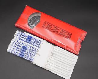 10 Pairs of Blue & White Ceramic Chopsticks