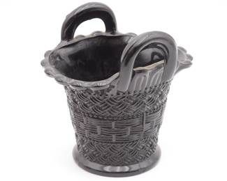 Vintage Dugan Diamond Black Amethyst Glass Beaded Basket