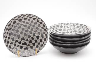 Lot Of 6 Tabletops Lifestyles Taurus Checkered Bowls