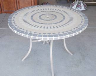 Pacific Bay Large Stone and Metal Outdoor Dining Table